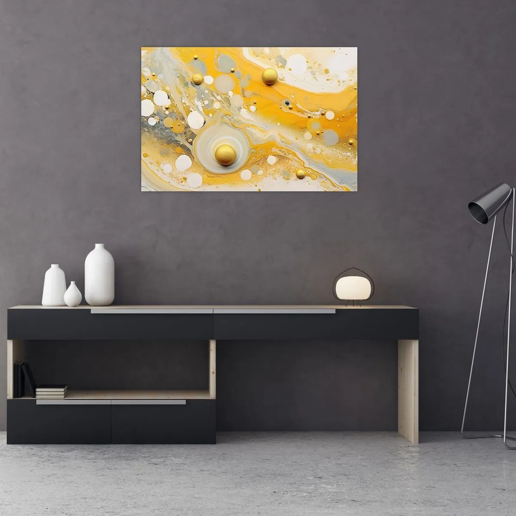 Tablou - fundal abstract cu decor de aur (90x60 cm)