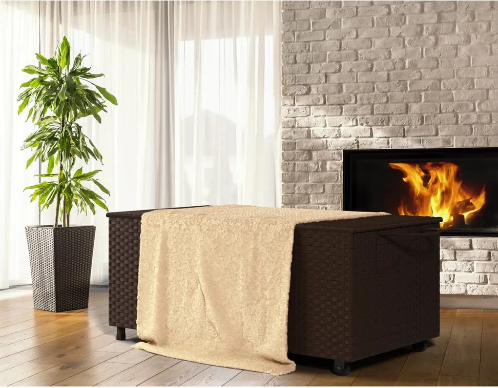 Ladă de depozitare din poliratan RICCO, 117 x 53 x 60cm, maro Casaria