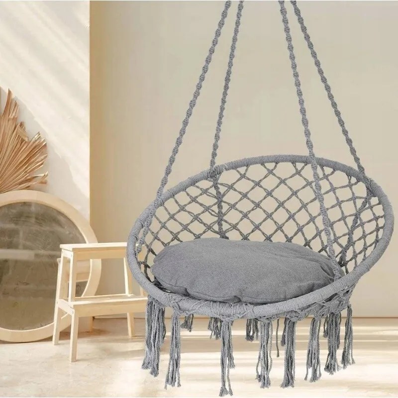 Scaun suspendat de grădină BOHO, 80 x 60 x 120 cm, gri