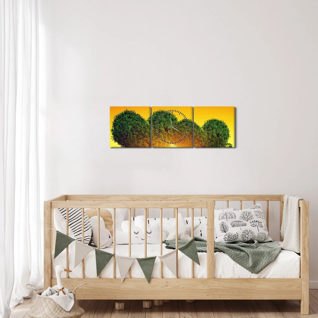Tablou - Inima în coroanele copacilor (cu ceas) (90x30 cm)