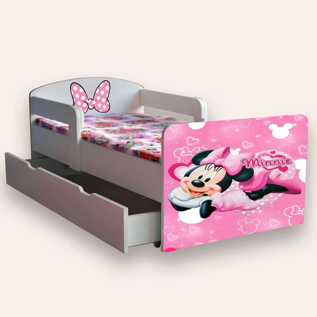 Pat Pentru Fete Minnie Mouse Cu Manere Mare 2-12 Ani Cu Sertar Cu Saltea Inclusa 160x80 Cmg46495425266004