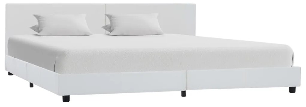 vidaXL Cadru de pat, alb, 180x200 cm, piele ecologică