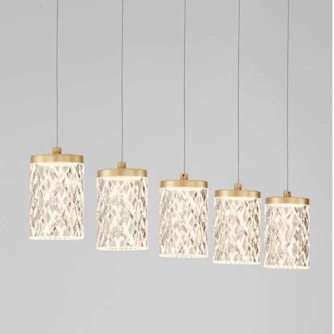 Lustra aurie cu 5 pendule LED PHOS