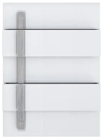 Comoda Stanga Atentivo Stejar Nordic Gri Si Alb Lucios, 70.2 Cm