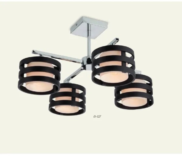 Redo 01-627 - Lustră cu tijă KIM, 4 x E14, 28 W, 230 V, crom lucios/negru