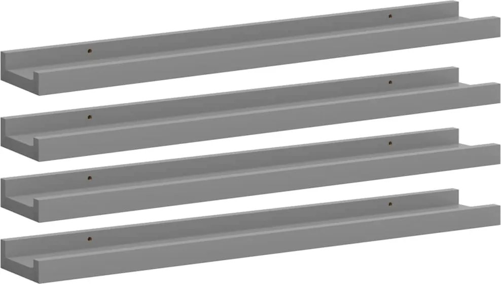 vidaXL Rafturi de perete, 4 buc., gri, 60x9x3 cm