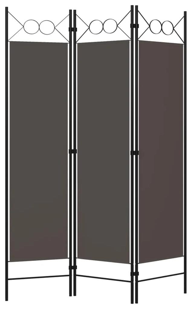 320701 vidaXL Paravan de cameră cu 3 panouri, antracit, 120 x 180 cm