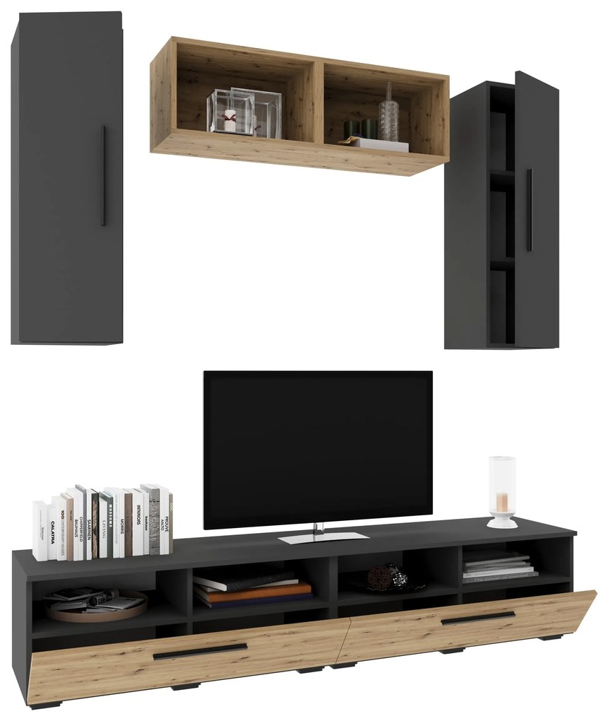 Living Kos V16, Antracit/Stejar Artisan, L 190 cm