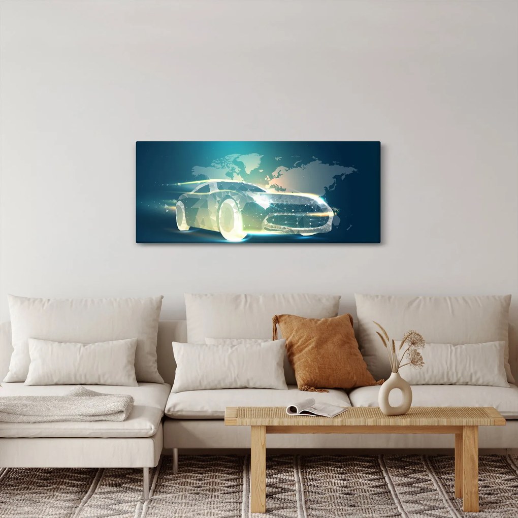 Tablou - Mașină din forme geometrice (120x50 cm)