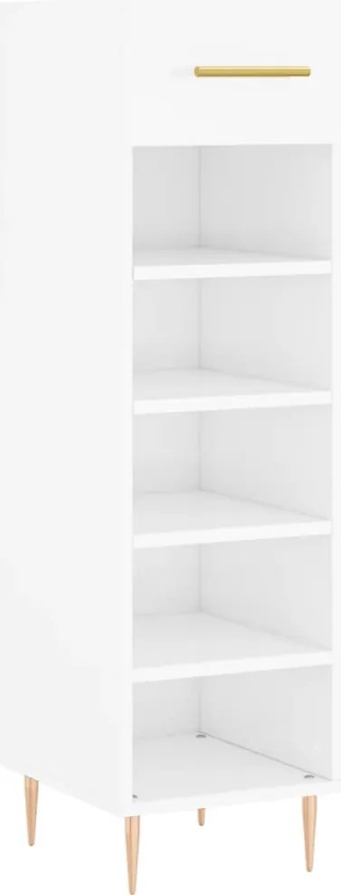 vidaXL Pantofar, alb extralucios, 30x35x105 cm, lemn prelucrat