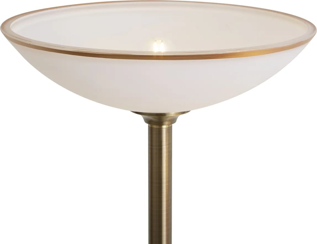 Lampă clasică de podea bronz cu sticlă opal 2 lumini - Katarina