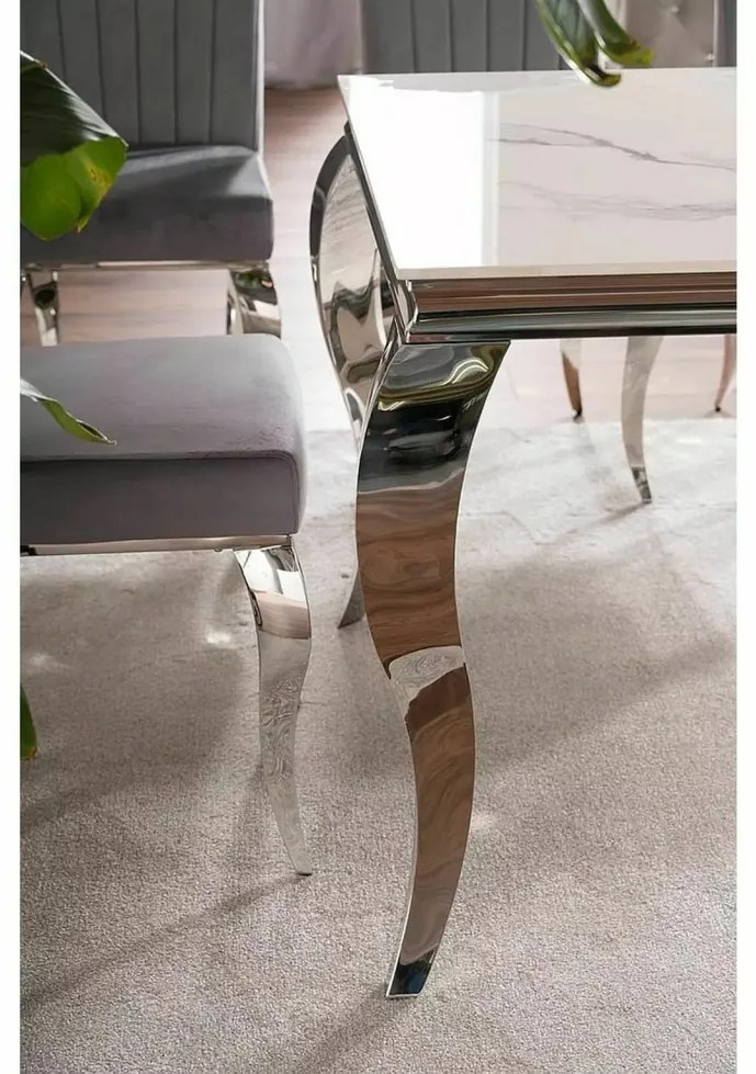 Masa Prince Ceramic Calacatta alb/crom L180xl90 cm