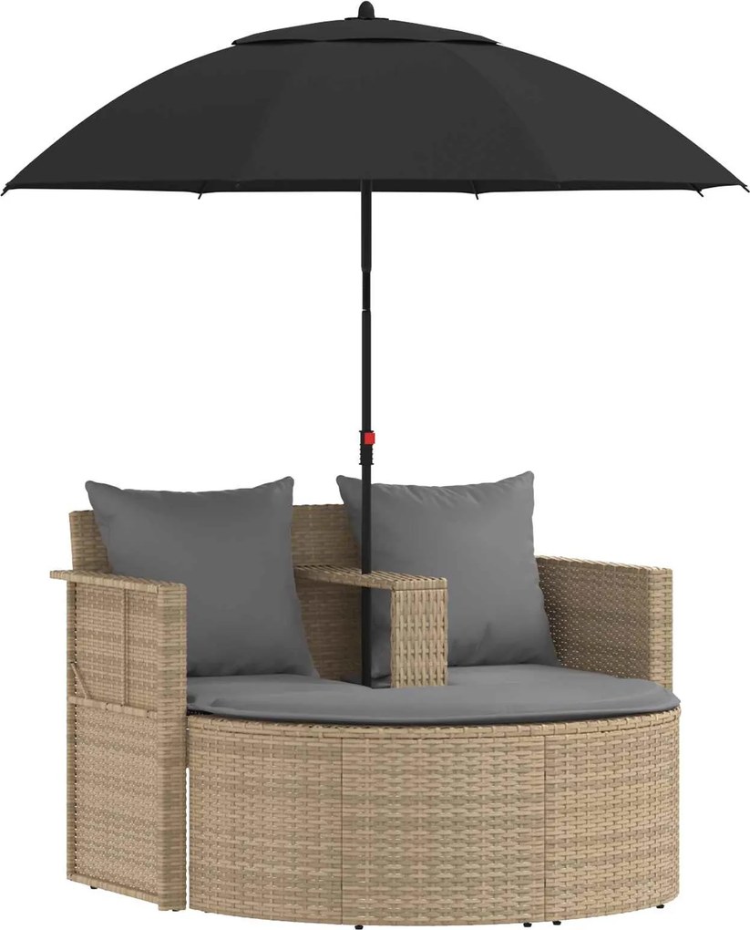 vidaXL Canapea de grădină 8 pcs Beige și gri deschis poliratan