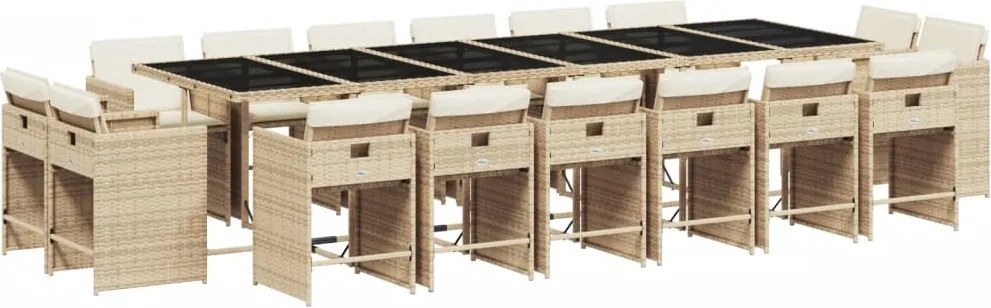 vidaXL Set mobilier de grădină cu perne, 17 piese, bej, poliratan