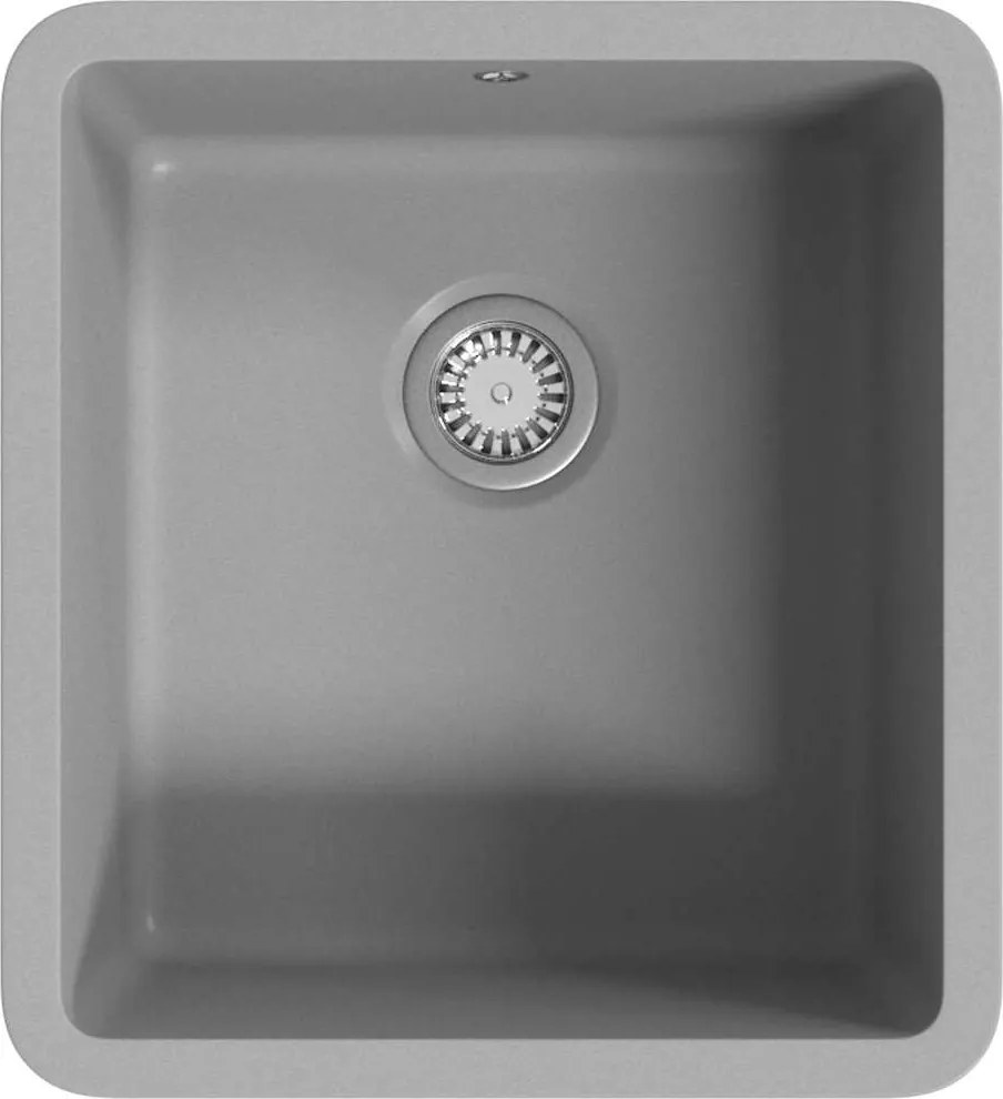 vidaXL Chiuvetă de bucătărie din granit cu o cuvă, gri