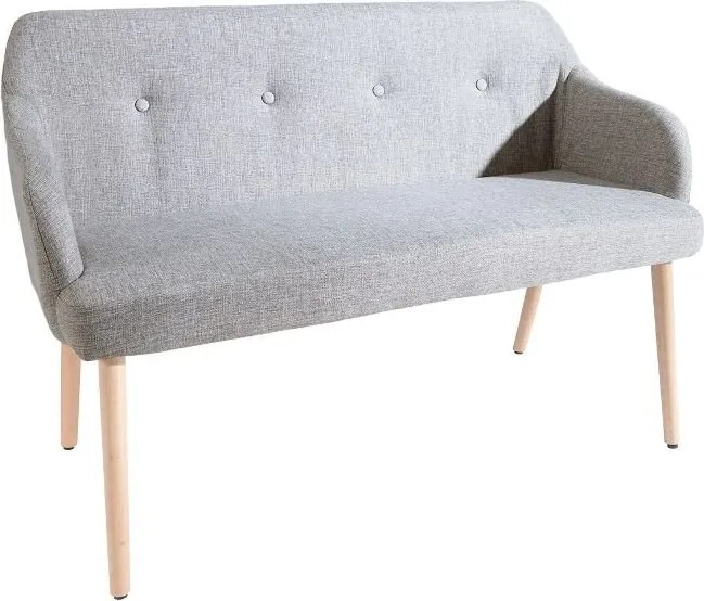 Bancheta tapitata cu brate si picioare din lemn Scandinavia, gri deschis A-37925 VC