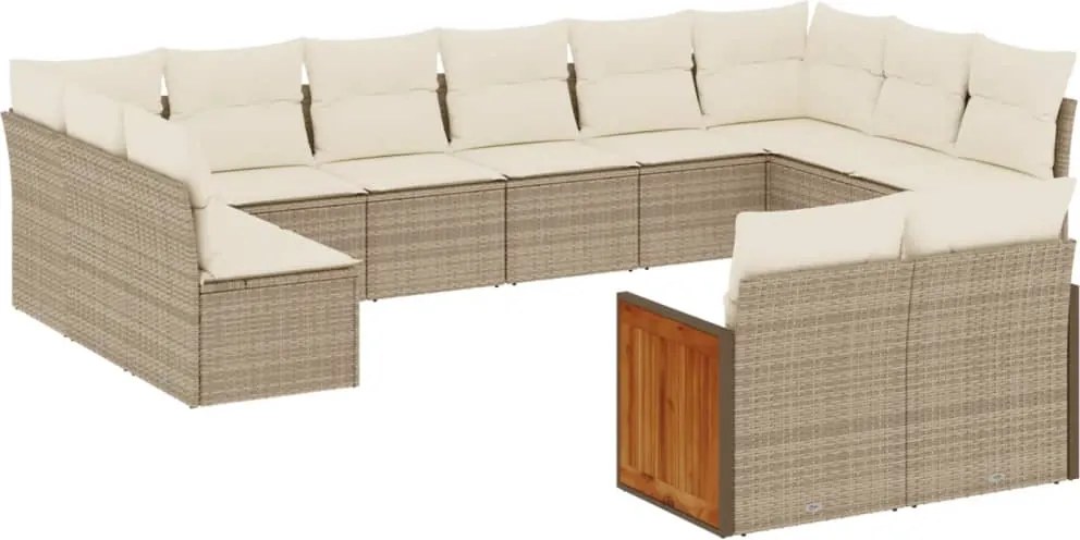 vidaXL Set canapele de grădină cu perne, 12 piese, bej, poliratan
