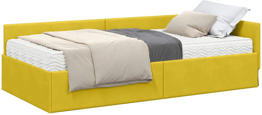 vidaXL Cadru de pat colțar cu saltea Altele Manual 2 pcs Verde Catifea