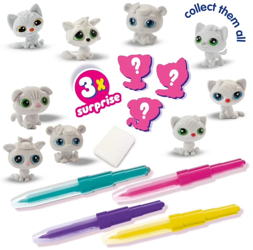 Set creativ copii - Desenez cu aerograf 3 pisici surpriza