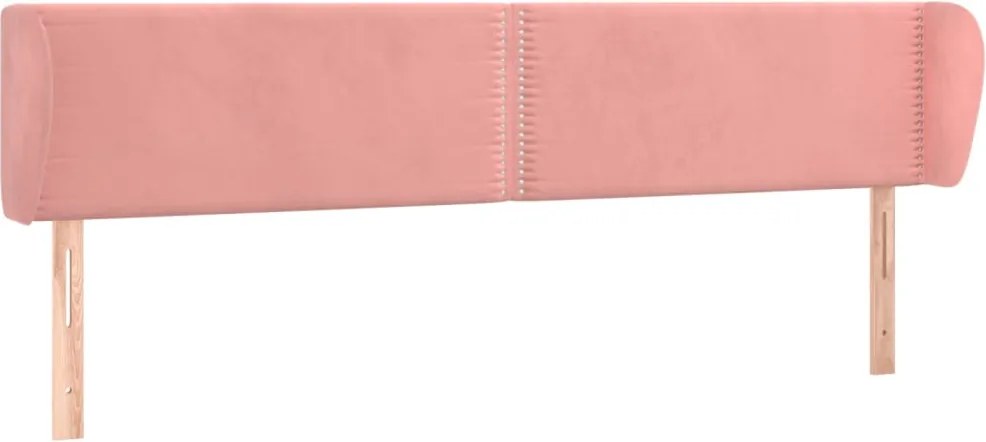 vidaXL Tăblie de pat cu aripioare roz 163x23x78/88 cm catifea