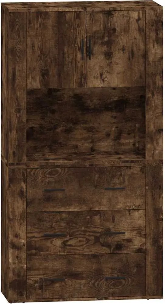 vidaXL Dulap înalt, stejar fumuriu, lemn prelucrat