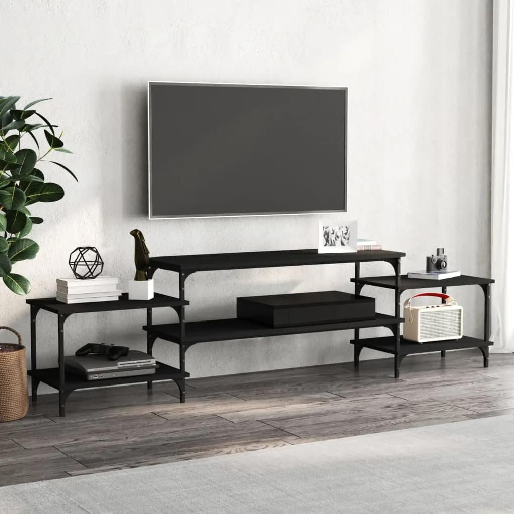 Comoda TV, negru, 197x35x52 cm, lemn prelucrat