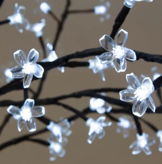 Pom decorativ cu LED-uri cu flori - 1,5 m, alb rece