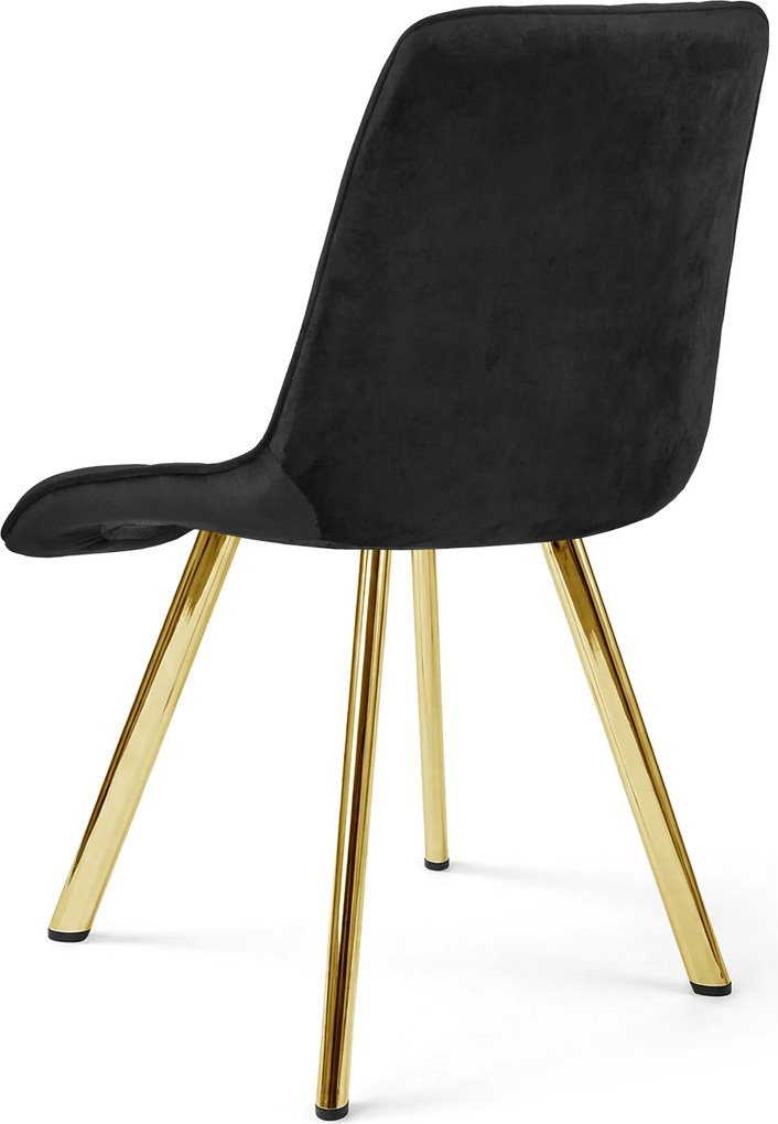 Scaun de masa CIEZA VELVET cu picioare aurii, negru