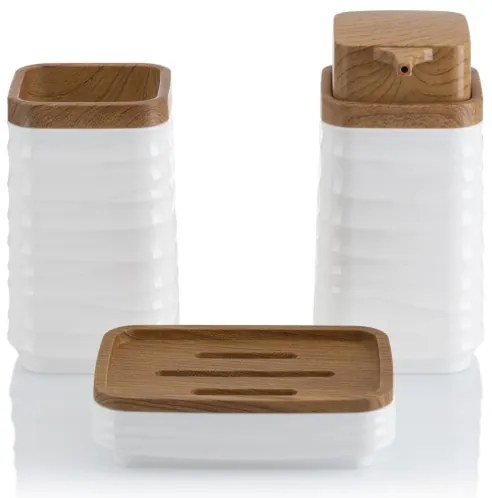 Set de baie WAVE 5 buc. alb/maro