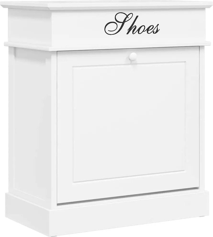 vidaXL Pantofar, alb, 50 x 28 x 58 cm, lemn de paulownia