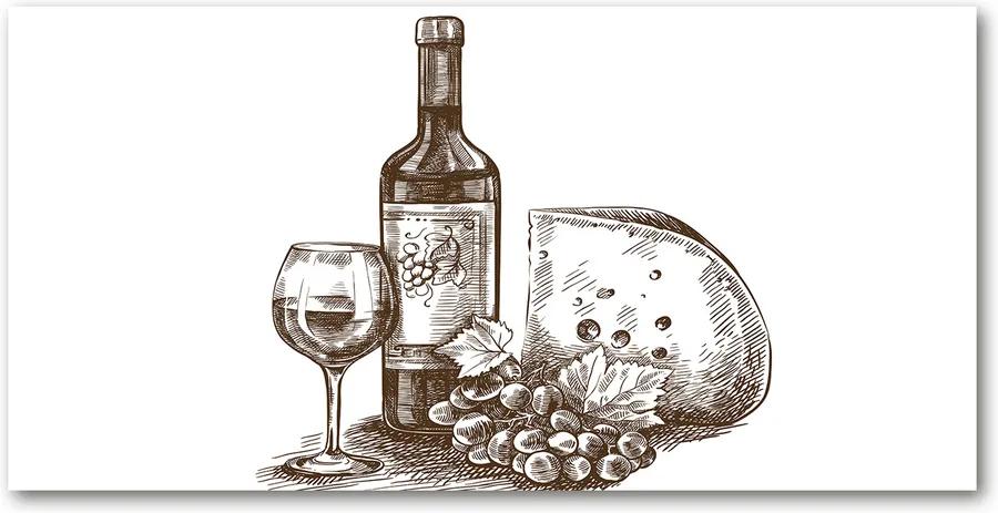 Pictura pe sticlă acrilică Vin și gustări
