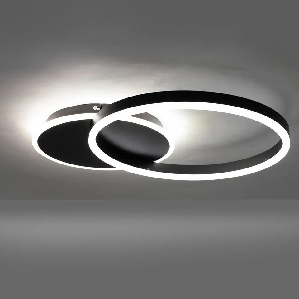 Plafoniera LED cu Telecomanda, Design Geormetric, RINGS 2 negru