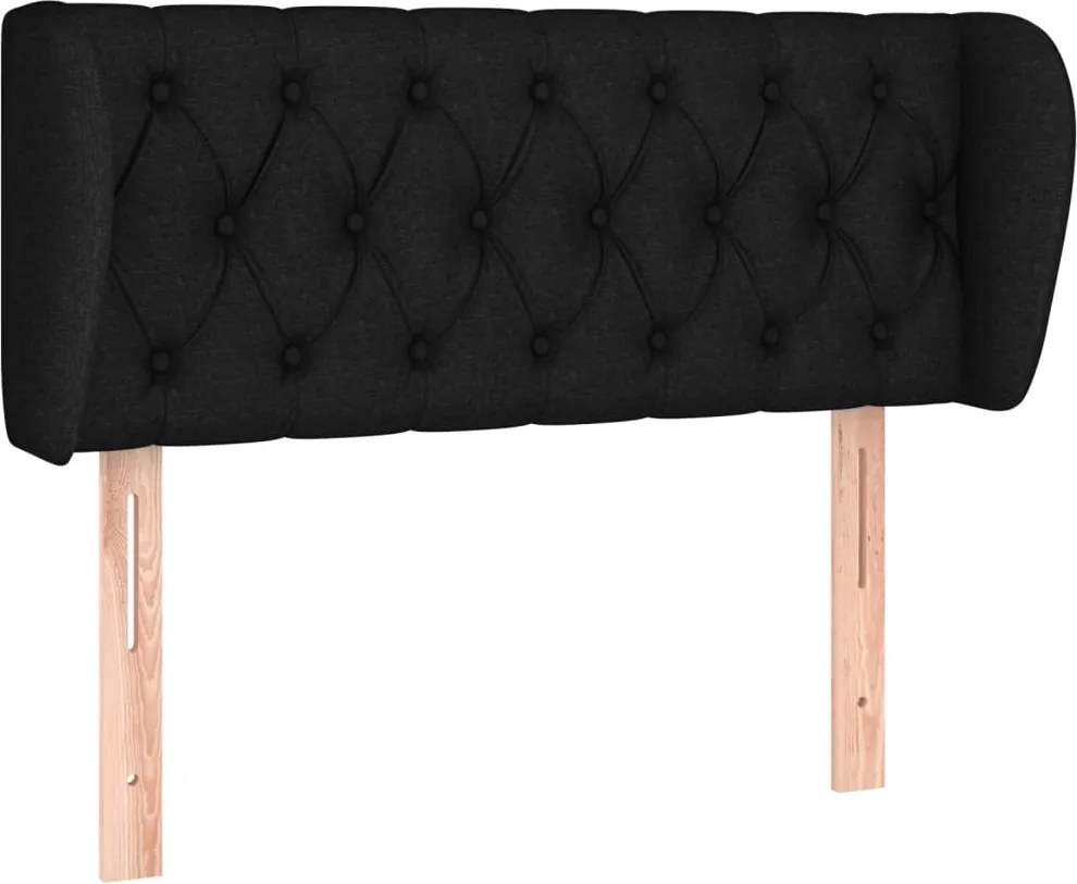 vidaXL Tăblie de pat cu aripioare negru 103x23x78/88 cm textil