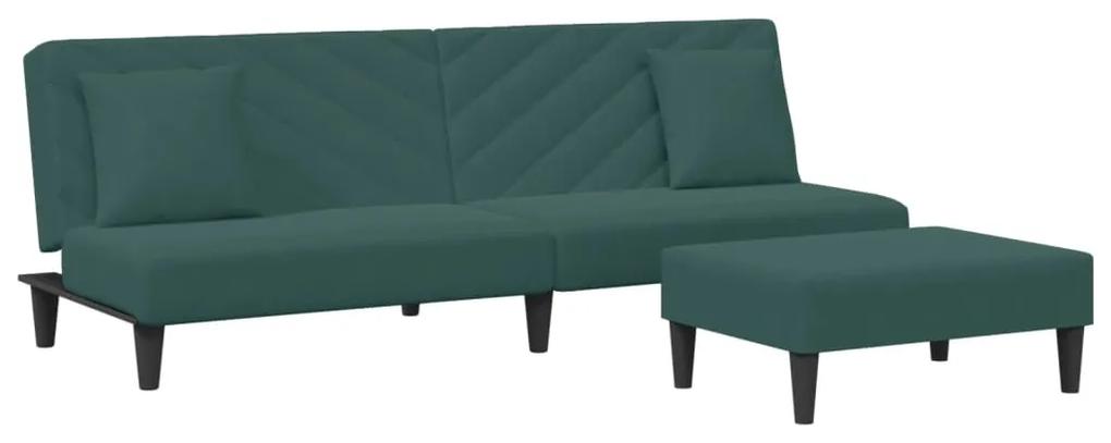 3216264 vidaXL Set canapea cu perne, 2 piese, verde închis, catifea