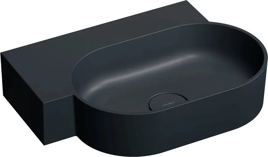 Lavoar suspendat Omnires Ovo M+ finisaj negru lava mat 55.5 cm stanga