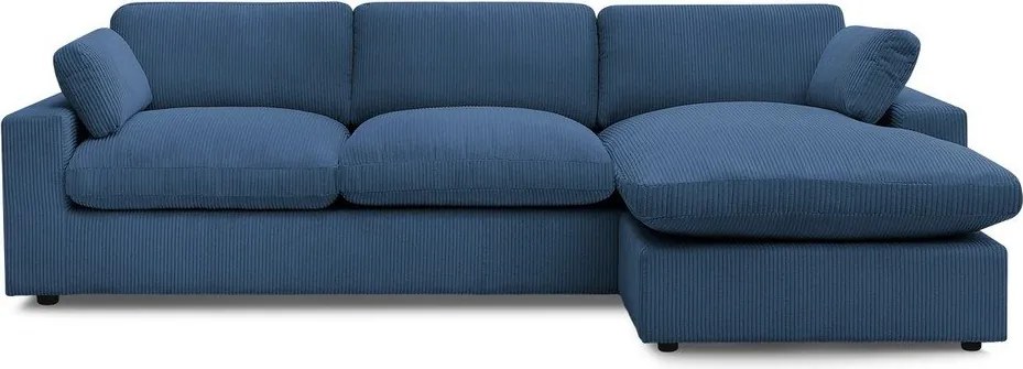 Colțar albastru cu tapițerie din catifea reiată Belair – Bobochic Paris