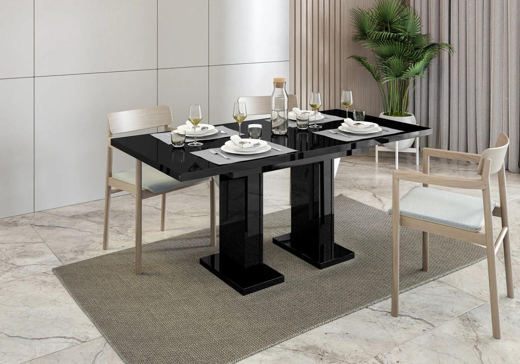 Masă de sufragerie Gilnar (negru lucios) (pentru 4 până la 6 persoane). 1055170