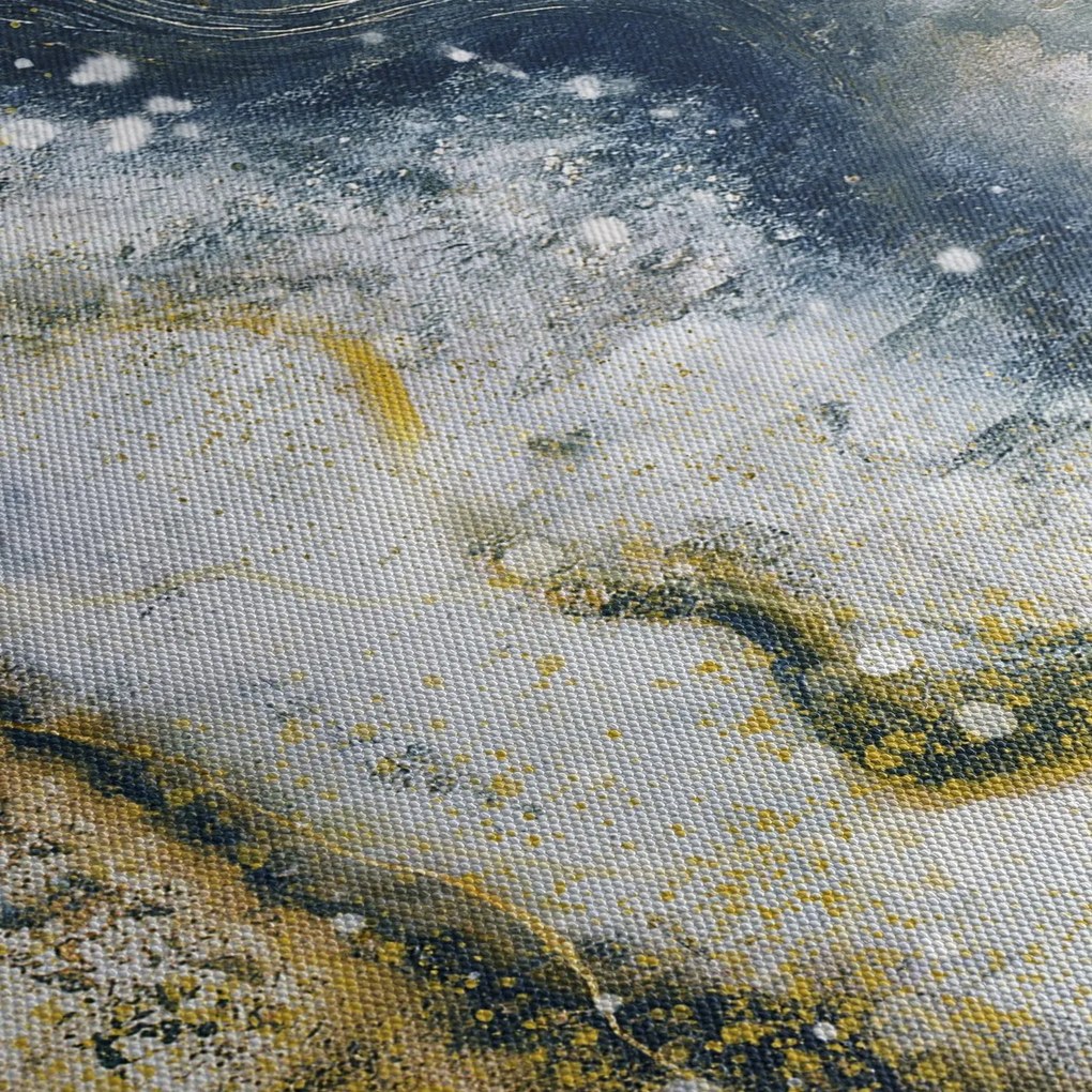 Tablou - Abstract auriu (cu ceas) (90x30 cm)