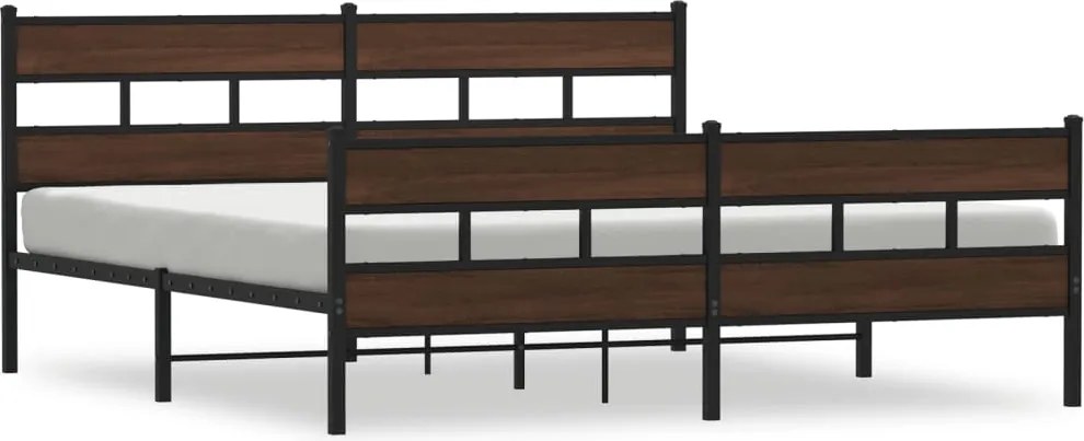 vidaXL Cadru pat metalic fără saltea, stejar maro, 180x200 cm