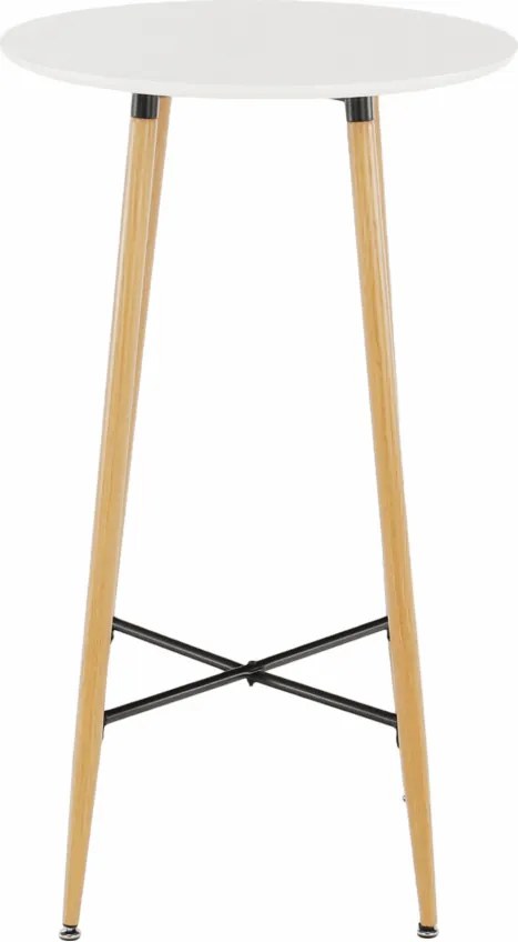 Masă de bar, alb/stejar, diametru 60 cm, IMAM