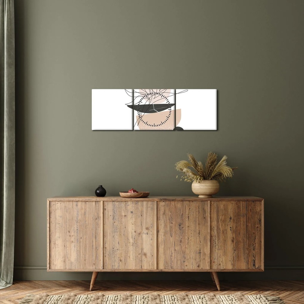 Tablou - Linie de artă flori N⁰1 (cu ceas) (90x30 cm)