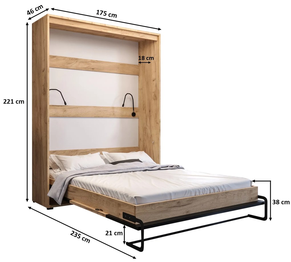 Zondo Pat pliant 90 Cassie (craft auriu + Negru mat) (vertical) (cu iluminat). 1042166