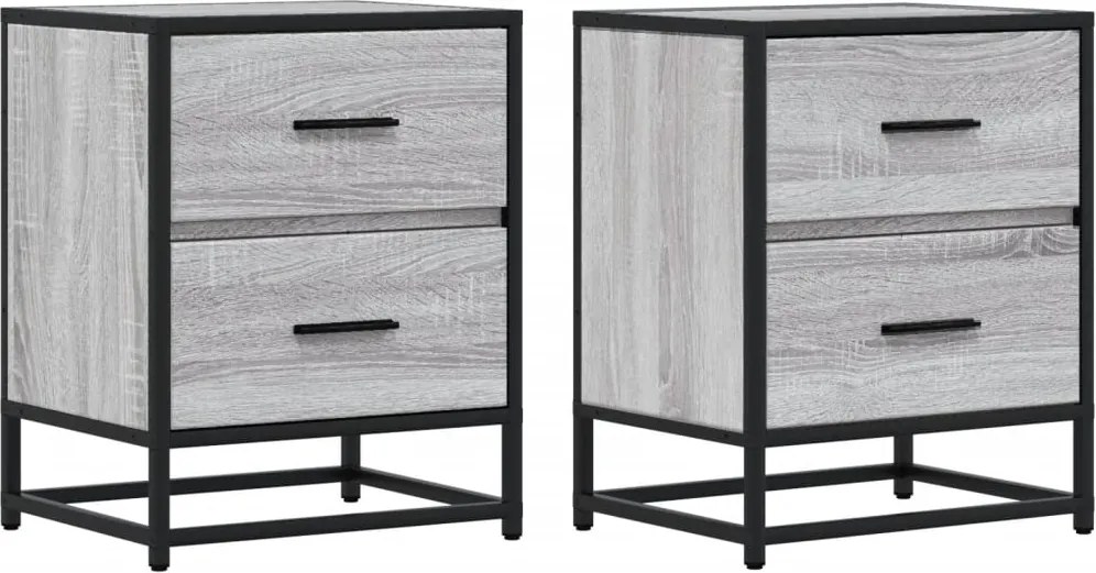 vidaXL Noptiere, 2 buc., gri sonoma, 40x31x50 cm, lemn compozit