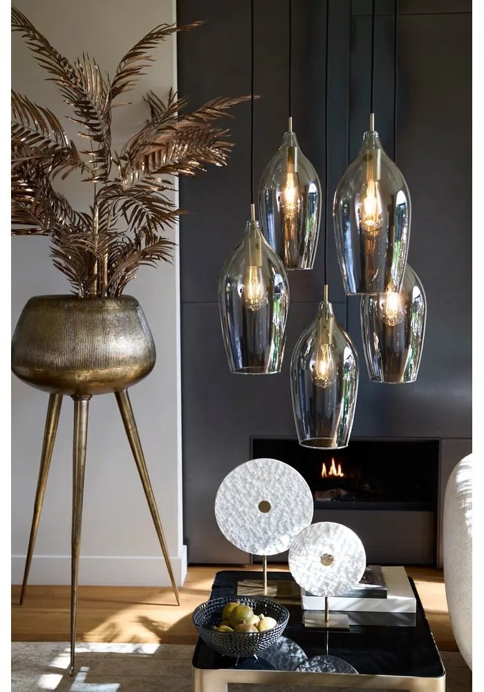 Lustră gri închis/în culoarea bronz cu abajur din sticlă ø 45 cm Lukaro – Light &amp; Living