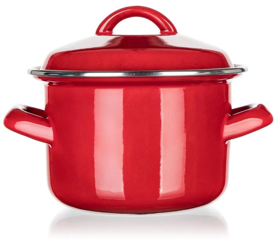 Oală emailată cu capac Banquet Milton roșu, 12 cm, 0,78 l, 12 cm