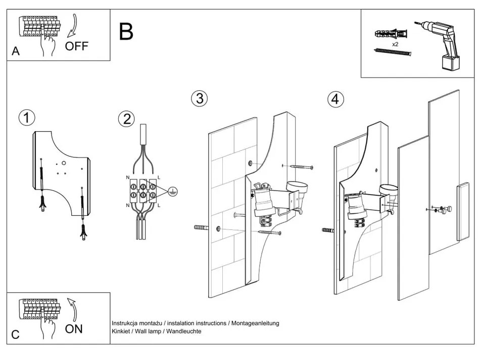 Aplică de perete albă Veronica – Sollux
