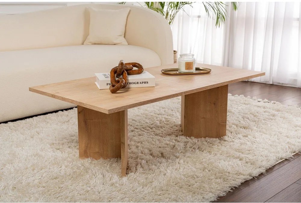 Măsuță de cafea în culoare naturală cu aspect de lemn de stejar 60x119 cm Sabin – Kalune Design
