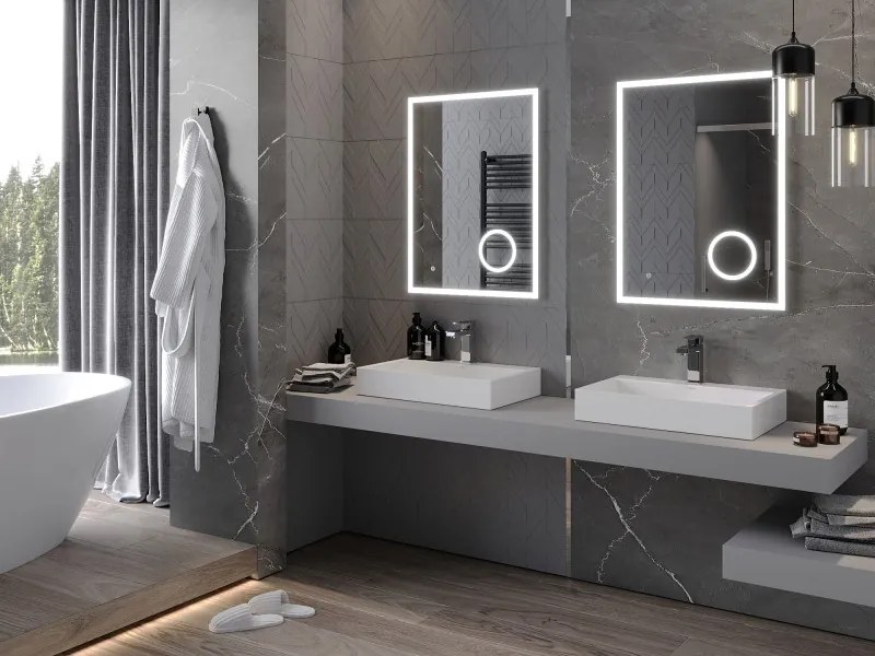 Mexen Kala oglindă de baie iluminată cu oglindă cosmetică 60 x 80 cm, LED 6000K, antiaburire - 9820-060-080-611-00