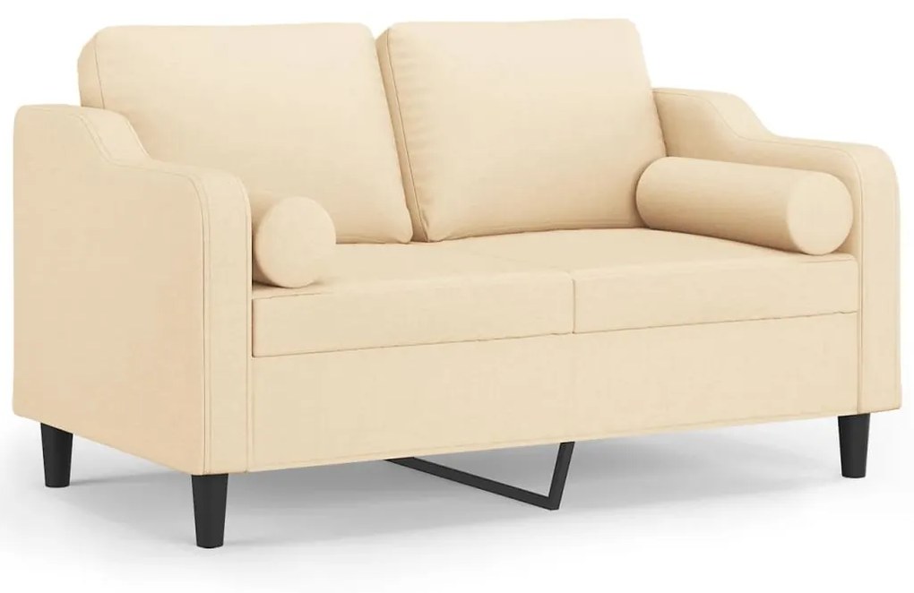 3153017 vidaXL Canapea cu 2 locuri cu perne&pernuțe crem 120 cm textil