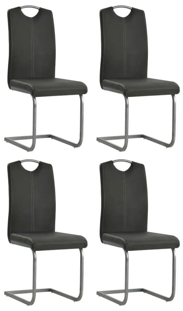 vidaXL Scaune de bucătărie cantilever, 4 buc., gri, piele ecologică